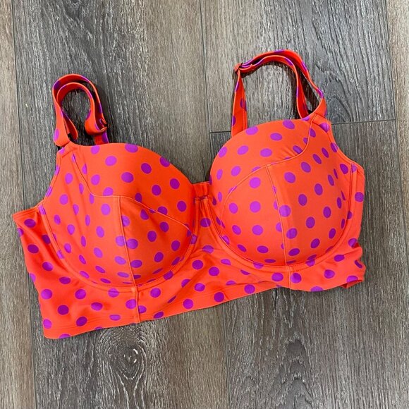 38 DDD super fun Hot Pink W/Purple Polka Dots Wide bands for support - Picture 1 of 5